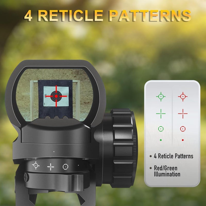 SVITVU Red Dot Sight, Red and Green, Reflex Rifle Scope Dot Sight with 4 Different Reticles, 20mm Rail Mount, Absolute Co-Witness - Image 4